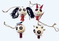 Pier 1 Imports Crazy Heads Rare THE DEVIL Lot Wooden Halloween Ornaments picture