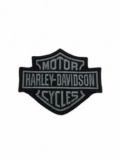 Embroidered Iron On Sew Patch Harley-Davidson Black & Gray 2.5x3 Inches picture