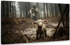 Framed Jesus Christ Wall Art Canvas Jesus and Lamb of God Christian Painting ... picture