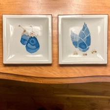 VTG OMC Otagiri Ceramic Trinket/Appetizer Dishes Eggplant Artichoke Square Japan picture
