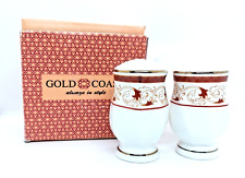 Gold Coast Salt And Pepper Shakers 22kt Gold Accents Moss Rose Platinum Trim picture