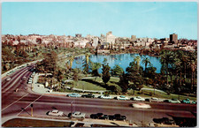 Los Angeles California MacArthur Park Wilshire Boulevard Lake Vintage Postcard picture