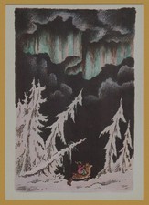 1965 Fairy Tale Snow Queen Gerda Reindeer Northern light Art USSR Postcard picture