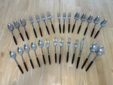 Vintage Interpur Heart & Scroll Flatware, Canoe Muffin, MCM, 28 piece, Japan picture