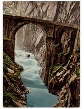 Switzerland, Uri, Devil's Bridge Vintage Photochrome Photochrome, Vintage Photo picture