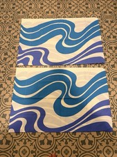 Vtg 1970s Wamsutta Ultracale Pillowcases Blue & Purple Liquid Swirl Standard 2 picture