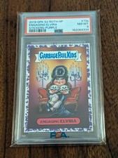 2019 Garbage Pail Kids Horror ENGAGING ELVIRA #13a Blood Splatter Purple PSA 8 picture