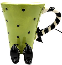 Broomstick Blvd Witchy Mug Black White Striped Green Arlington Designs picture