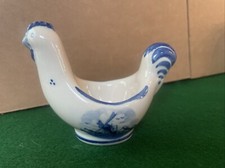 Delft Holland Blue Chicken Rooster Egg Cup With Windmill Holland picture