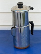 VTG Revere Ware 8 Cup Drip-O-Lator Coffee Pot Stove Top Stainless Steel Copper picture