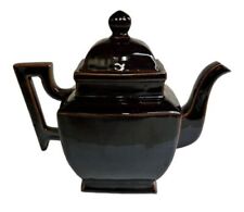Vtg MCM dark brown ceramic teapot made in Japan 8” X 7” X 5” 1940-1960 picture