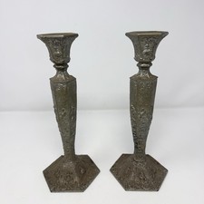 Atq WB Mfg. Co.Weidlich Brothers Candlestick 2344 Silver plated Man Woman Dutch picture