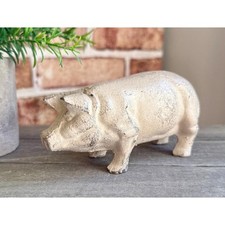 Vintage Cast Metal Animal Sculpture | Distressed Cream Farmhouse Figurine picture