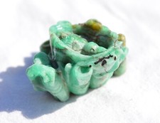 Natural Zambian Emerald Gemstone Carving, Frogs & Birds in Nature, 204 Carats picture