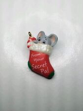 Hallmark 1993 Secret Pal Miniature Keepsake Ornament Mouse Candy Cane Stocking picture