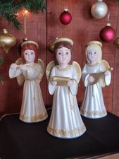 Vintage Hand-Painted Ceramic Christmas Angels Trio Set of 3 Musician Choir picture