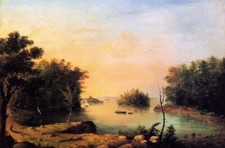 Oil painting river landscape & sail boat Diamond-Cove-Hog-Island-Charles-Codman picture