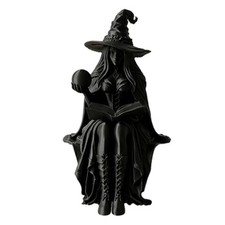Spooky 3D printed sitting witch statue vintage gothic figurine Halloween decor picture