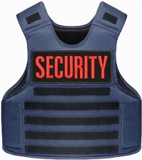 SECURITY embroidery patches 4x11 hook on back ON RED ON BLACK picture