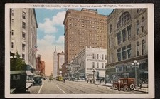 Vintage 1920s Memphis Tennessee Main Street Looking North Postcard picture