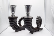Pair Chapman Bronze Ram Horn Table Candleholders Hollywood Regency picture