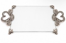 BRIGHTON - MARIE ANTOINETTE VANITY TRAY - SILVER & GLASS - SERVING PLATE CHEESE picture