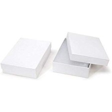 RJ Displays- 20 Pack Cotton Filled Elegant White Cardboard Jewelry Box Pocket picture
