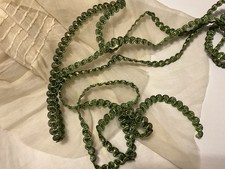 RARE TO FIND ANTIQUE VICTORIAN SILK COTTON TRIM BRAID Green  1/2 Inch 54 Length picture