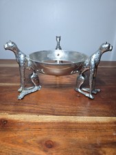 Vintage Diana Carmichael S. African Cheetah Bowl Holder Pewter Signed Designer picture