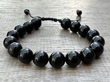 Grade A++Black Tourmaline Crystal Adjustable Bead Bracelet 10mm,Genuine Bracelet picture