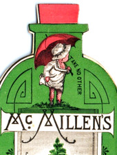 1870s-80s Die-Cut Bottle McMillen's White Pine Cough Cordial #2 F136 picture