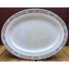 Antique Mercer Late 1800s Ceramic Floral Border Serving Platter Crackled Glaze picture