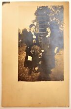 RPPC Evansville IN Two Women In Dark Dresses Outside Real Photo Postcard PD DB  picture
