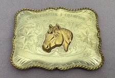 VTG B-K Sterling Silver Trophy Belt Buckle CPHA Horse Champion Engrave Western picture