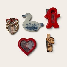 Lot of 5 Vintage Small Mini Photo Frame Fridge Magnets Cottagecore Goose Heart picture