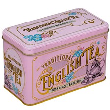 Vintage Pink Tea Tin with Victorian Illustrations 40 Count Pack picture