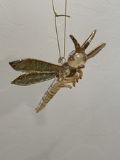 Hand Crafted Glass Gold Dragonfly Christmas Ornament Or Any Occasion picture