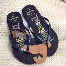Havaianas Disneyland Resort Flip Flops w/Metal & Rhinestone Castle Size M 11/12 picture