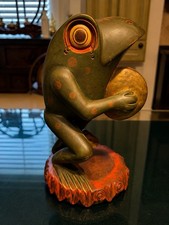 Arthur Court STYLE 1980 Hand-Carved Musical Frog Sculpture – 16” Folk Art picture