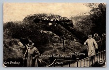 Postcard WWI  General Pershing Gen D'Esperey American Front Line Trench   R342 picture