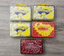 Vintage Candy Mini Tin Lunchboxes-Lemonhead, Red Hots, Boston Baked Beans-LOT 5 picture