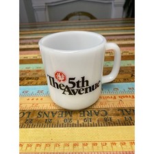 Vintage Glasbake Milk Glass Coffee Mug Cup The 5th Avenue Made In USA picture