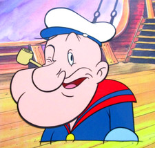 POPEYE sailor 1980's HANNA-BARBERA ORIGINAL PRODUCTION CEL pipe muscles hat boat picture