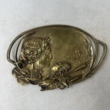 Antique Art Nouveau Bronze Card Tray Woman Profile Beautiful Detailed 1920’s picture