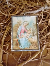 Victorian Nativity Christmas Ornament -- Jesus in Manger -- Religious Christmas picture