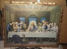 Vintage MCM Framed Last Supper Home Decor Christian Jesus Picture Art 22x18 picture