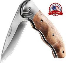 Navaja de bolsillo para hombre con mango de madera y cierre de seguridad NEW US picture
