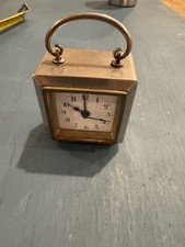Vintage Miniature Brass Carriage Travel Alarm Clock - Runs Then Stops Repair picture