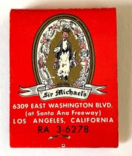 Vintage Sir Michael's Los Angeles Matchbook Unstruck and Complete picture