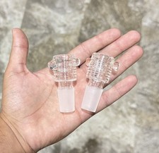2x 18mm Clear Male Bowl with in-built Screen for Water Pipe Glass Smoking Pipe picture